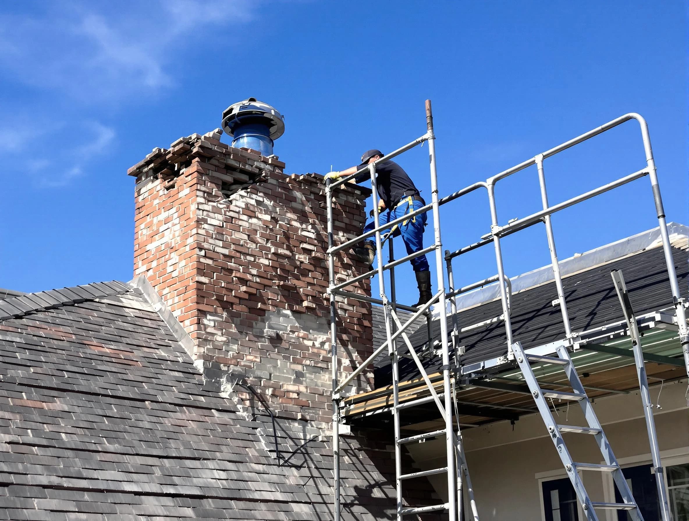 Rebuilding a chimney structure by Tooele Chimney Sweep in Tooele, UT