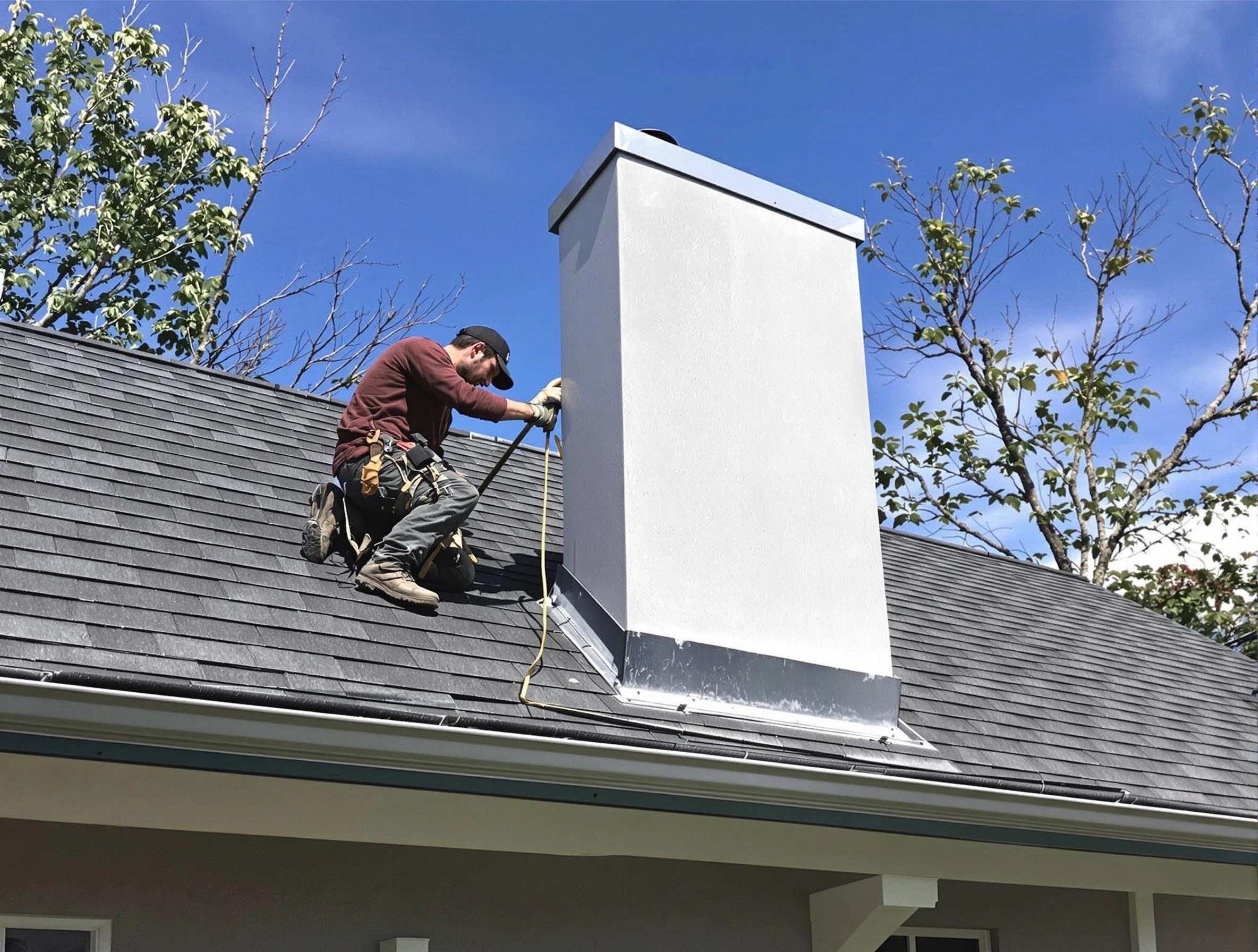 Tooele Chimney Sweep team member finishing chimney construction in Tooele, UT