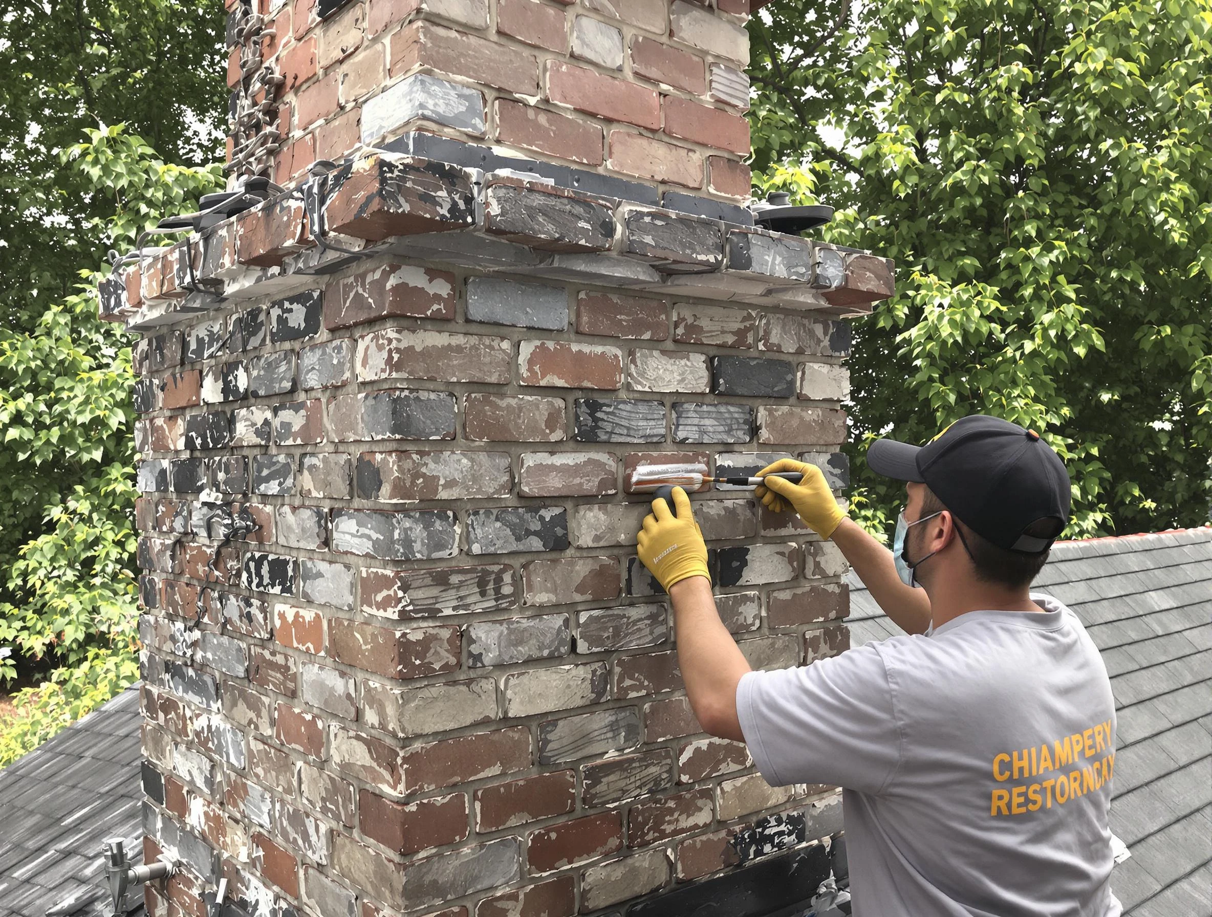 In-progress chimney restoration by Tooele Chimney Sweep in Tooele, UT