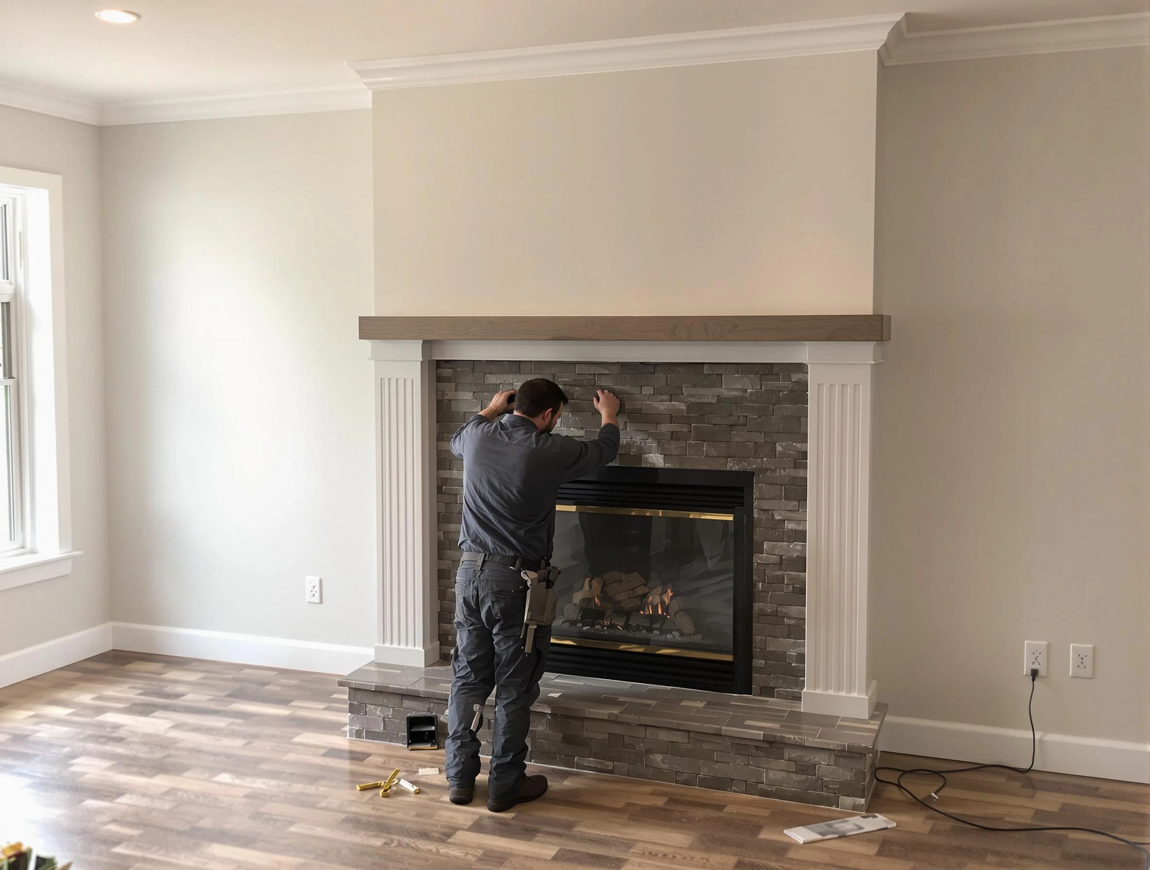 Tooele Chimney Sweep finishing a custom fireplace install in Tooele, UT